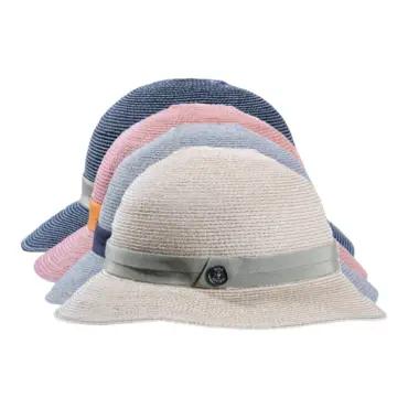 Damen Cloche-Hut aus 100% Hanf, rollbar, mit grosgrain Garnitur und Risa Knopf