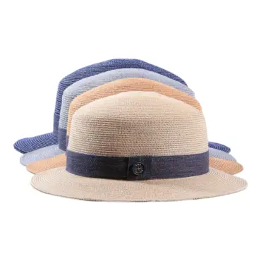 Damenhut Cloche Hanf soft mit Gimpe in Vanille, Nougat, Marineblau, Silber mit Jeans-Hutband