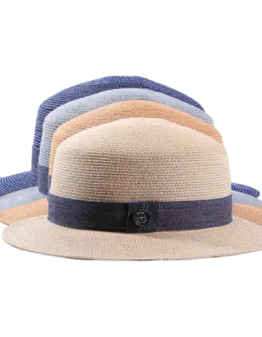 Damenhut Cloche Hanf soft mit Gimpe in Vanille, Nougat, Marineblau, Silber mit Jeans-Hutband