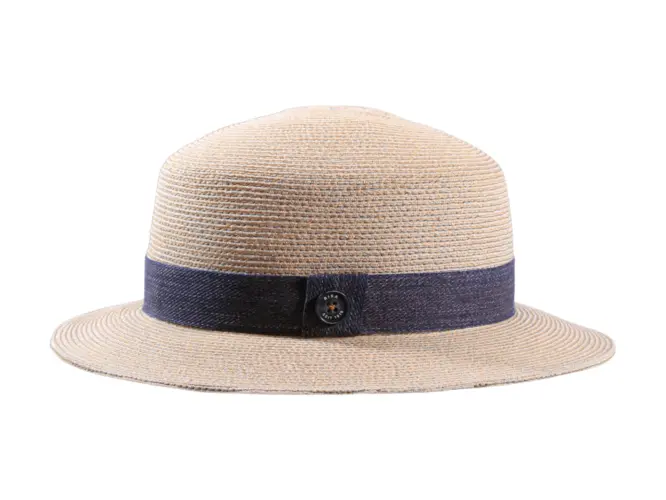 Damenhut Cloche Hanf soft mit Gimpe in Vanille, Nougat, Marineblau, Silber mit Jeans-Hutband