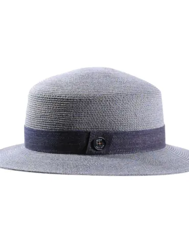 Damenhut Cloche Hanf soft mit Gimpe in Vanille, Nougat, Marineblau, Silber mit Jeans-Hutband