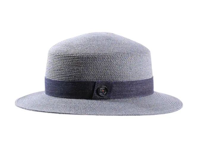 Damenhut Cloche Hanf soft mit Gimpe in Vanille, Nougat, Marineblau, Silber mit Jeans-Hutband