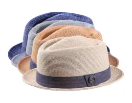 Strohhut Diamant Hanf mit Denim-Baumwollband