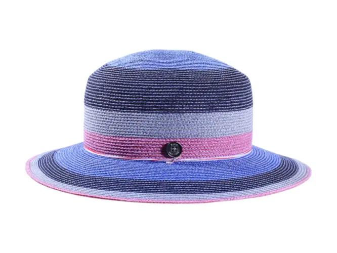 Damen Sommerhut Cloche "colorful Hemp" aus Hanf mit farbigem Fadenspiel