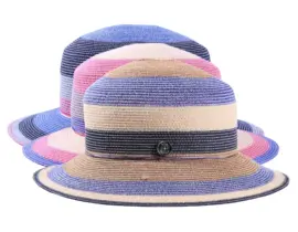 Damen Sommerhut Cloche "colorful Hemp" aus Hanf mit farbigem Fadenspiel