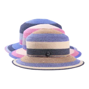 Damen Sommerhut Cloche "colorful Hemp" aus Hanf mit farbigem Fadenspiel