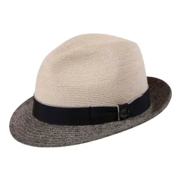 Sommerhut Trilby aus Hanf mit Seidenrand in Ecru