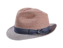 Strohhut Trilby aus Hanf und Leinen mit Jeanslook-Hutband