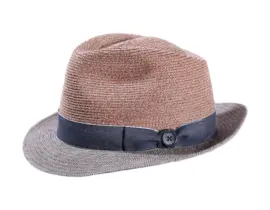 Strohhut Trilby aus Hanf und Leinen mit Jeanslook-Hutband