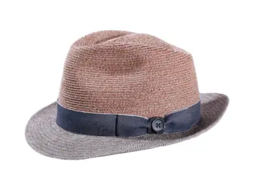 Strohhut Trilby aus Hanf und Leinen mit Jeanslook-Hutband
