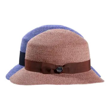 Damen Sommerhut Cloche aus Hanf in Braun oder Jeansblau mit Rollfunktion