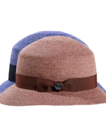 Damen Sommerhut Cloche aus Hanf in Braun oder Jeansblau mit Rollfunktion