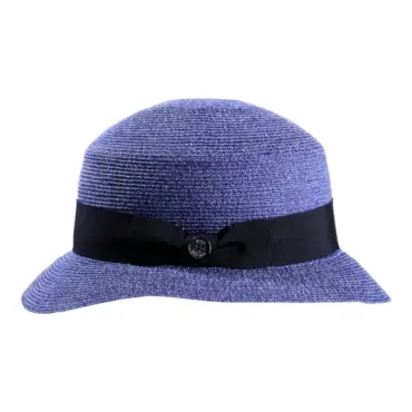 Damen Sommerhut Cloche aus Hanf in Braun oder Jeansblau mit Rollfunktion