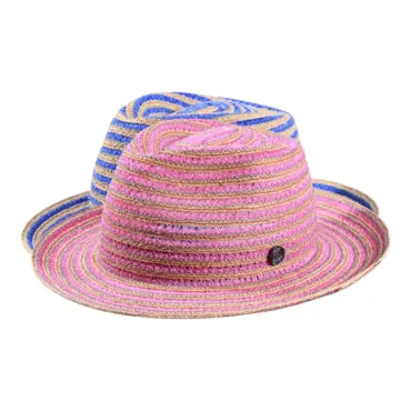 Fedora Strohhut Fancy Hemp aus Hanf-Raffia in Pink oder Blau