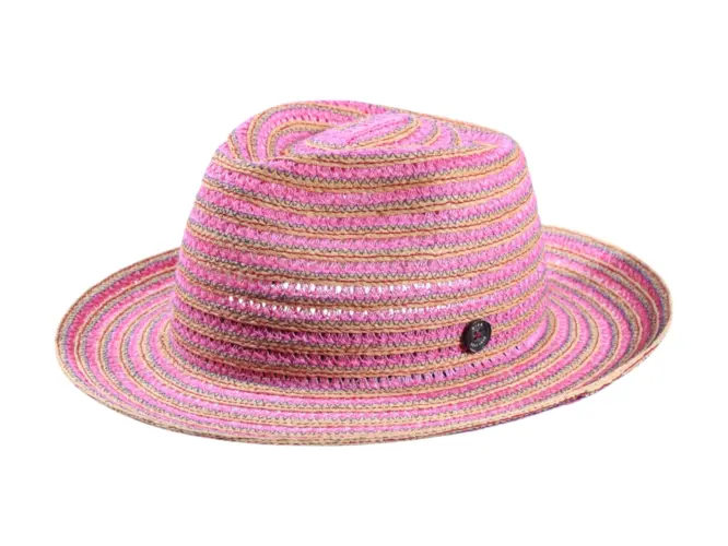 Fedora Strohhut Fancy Hemp aus Hanf-Raffia in Pink oder Blau