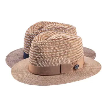 Fedora Strohhut Golden Hemp aus Hanf in Gold- oder Marineblau
