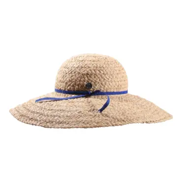 Raffiahut mit breiter Krempe in Natur mit Bastband in Nougat, Bourgund oder Royalblau