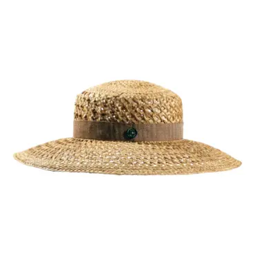 Luftiger Damen Sommerhut Cloche Straw-breeze aus Naturstroh mit Rebsband