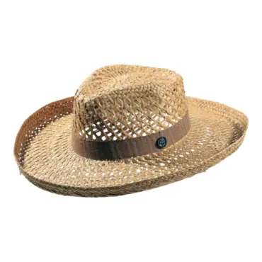 Sommerhut Fedora aus Stroh mit luftiger Flechtung und Leinenband