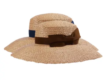 Sommerhut Damen aus Florentiner Stroh mit breitem Rand und Rebsband mit Schleife