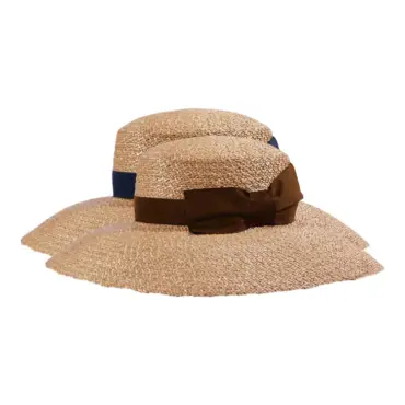 Sommerhut Damen aus Florentiner Stroh mit breitem Rand und Rebsband mit Schleife
