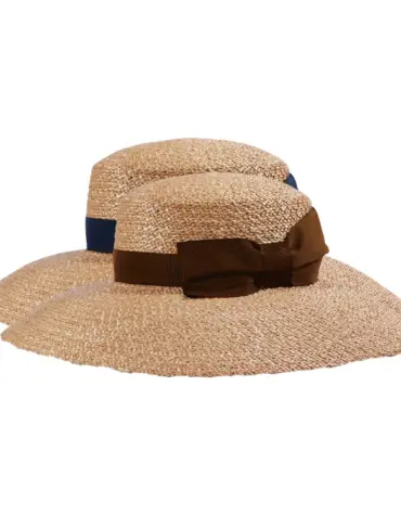 Sommerhut Damen aus Florentiner Stroh mit breitem Rand und Rebsband mit Schleife