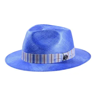 Sommerhut Fedora-Traveler Parasisol in Pink oder Gucci Blau mit gestreiftem Seidenband