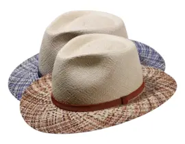 Panamahut Fedora City mit gesprenkeltem Rand aus echtem Panama