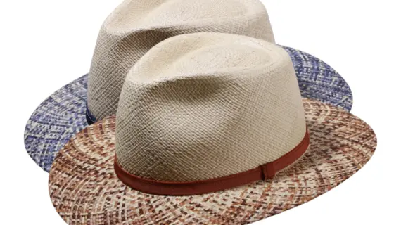 Panamahut Fedora City mit gesprenkeltem Rand aus echtem Panama