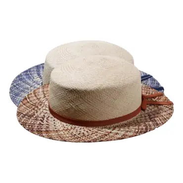 Panamahut mit gesprenkeltem Rand in Braun oder Blau, handgefertigt aus 100% Panama