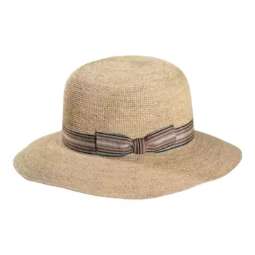 Damen Strohhut Cloche Raffia gehäkelt