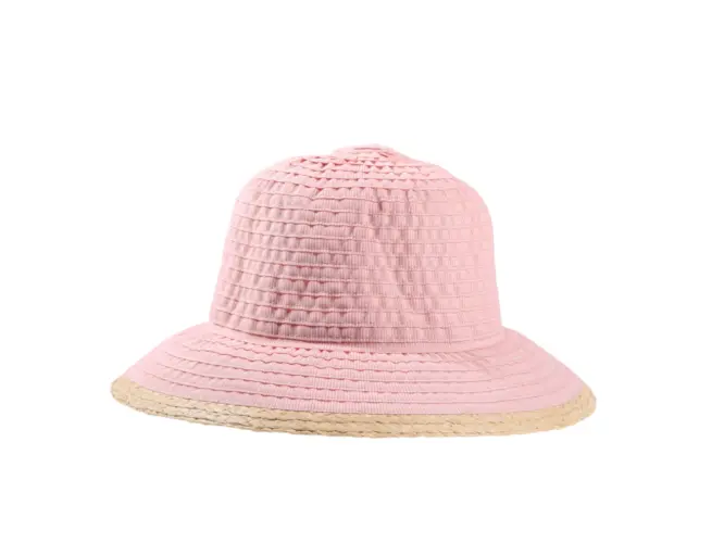 Damen Sommerhut Cloche aus Bänder in Lachs