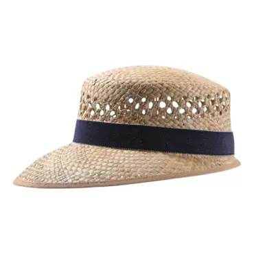 Liegestuhlhut aus Stroh mit Navy Rebsband