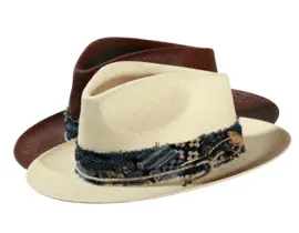 Panamahut Rugged-Brisa Natur & Dunkelbraun mit Japan Navy Garnitur