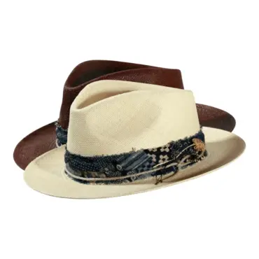 Panamahut Rugged-Brisa Natur & Dunkelbraun mit Japan Navy Garnitur