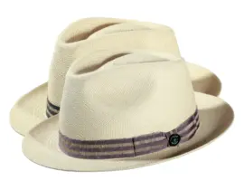 Panamahut Player aus Naturstroh mit gestreiftem Leinenband