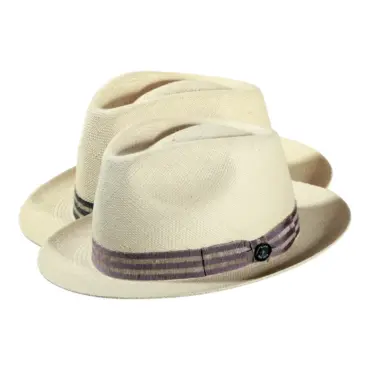 Panamahut Player aus Naturstroh mit gestreiftem Leinenband