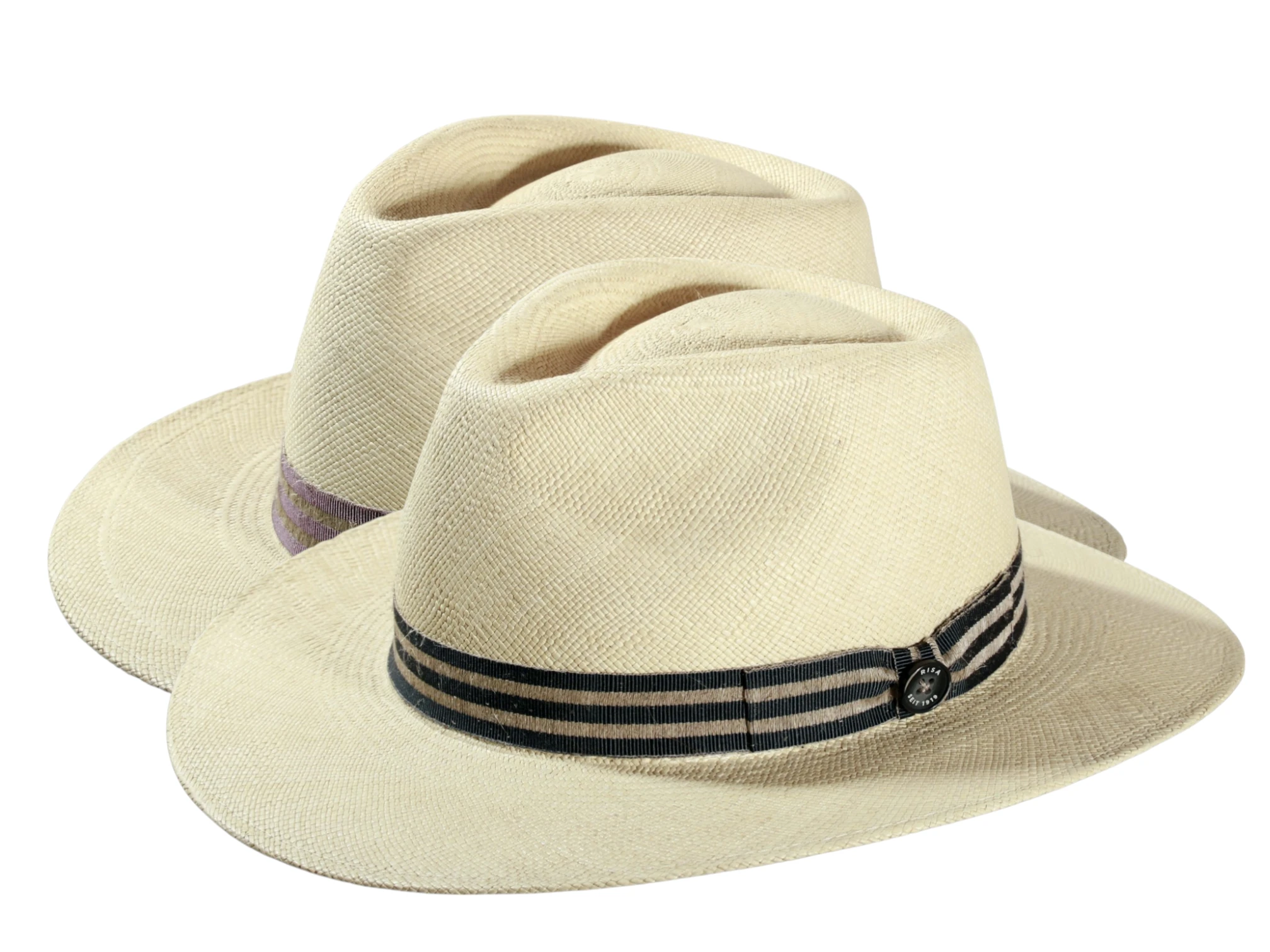 Panamahut Fedora City natur mit gestreiftem Leinenband