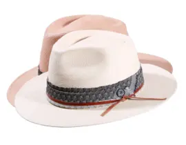 Panamahut Fedora Bohem mit dekorativem Textil- und Lederband