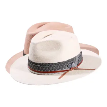 Panamahut Fedora Bohem mit dekorativem Textil- und Lederband