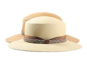 Panamahut Cloche aus Naturstroh mit geflochtenem Lederband
