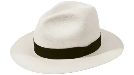 Weißer Fedora Panamahut Brisa #6 mit schwarzem Hutband