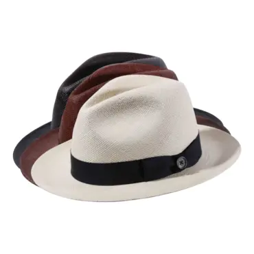 Panamahut Fedora Youth Brisa natur Braun, Schwarz mit Hutband aus Rebs