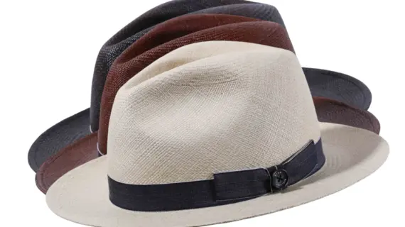 Panamahut Fedora Youth Brisa natur mit jeansblauem Rebsband