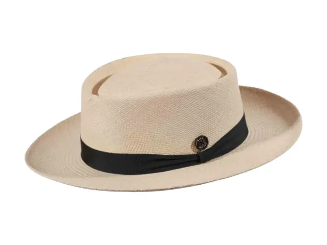 Panamahut Fedora Spanier Style naturfarben mit braunem, marineblauem oder petrolfarbenem Hutband