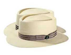 Panamahut Spanier Leinenband natur navy oder lila gestreift