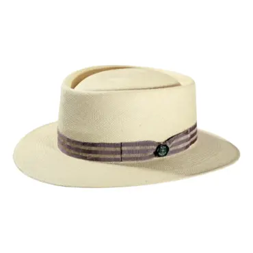 Panamahut Spanier Leinenband natur navy oder lila gestreift