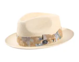 Panamahut Player aus Naturstroh mit floralem Hutband