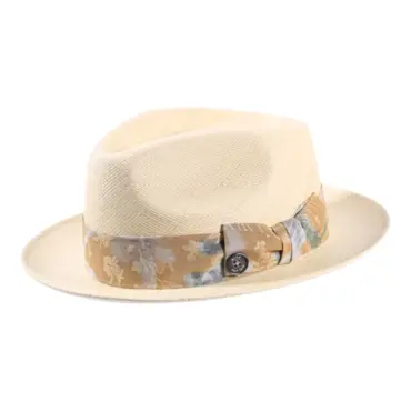 Panamahut Player aus Naturstroh mit floralem Hutband