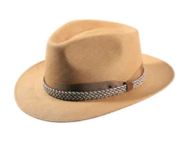 Panamahut Fedora naturfarben mit Ledergeflecht